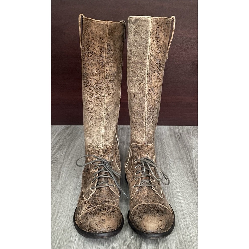 Born Crown Gilmore Distressed Leather Tall Riding Boots Women's Size 6 /EU36.5 - Picture 3 of 10